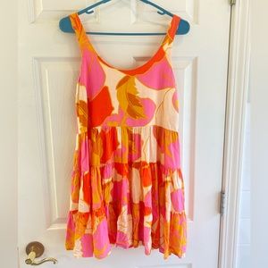Orange and pink relaxed fit dress